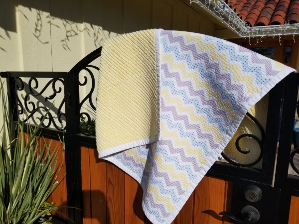 Yellow Blue Chevron Baby/Toddler Quilt