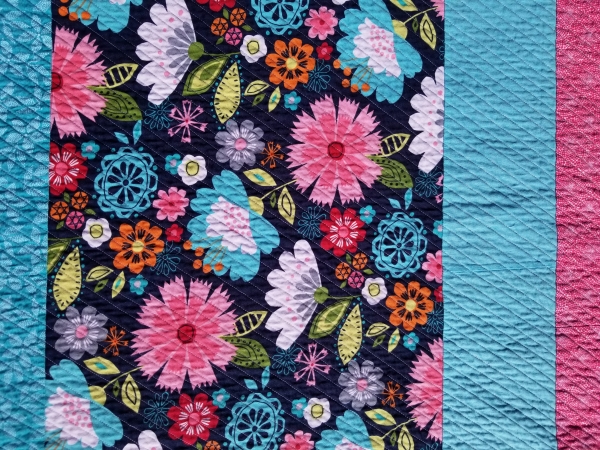 Bright Floral Print in Raspberry, Navy blue, and Teal Baby/Toddler Quilt