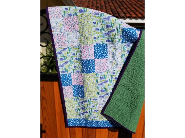 Hippos Baby Quilt in Light Greens, Blues, and Pinks