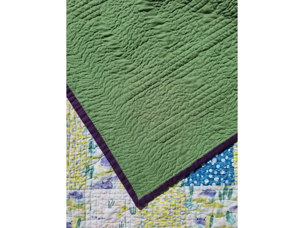Hippos Baby Quilt in Light Greens, Blues, and Pinks