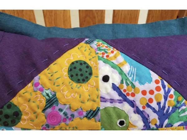 Teal Linen Flange Trim & Accent Stitching