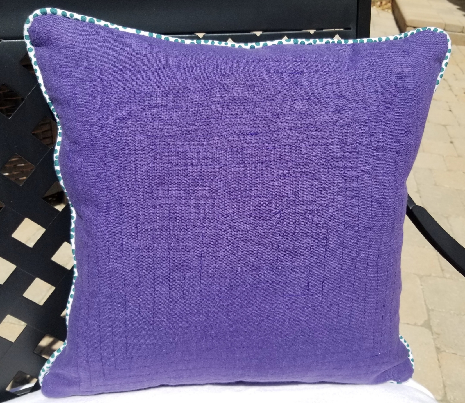 Throw Pillow (17 X 17) with Accent Stitching, Piping Trim, and Linen