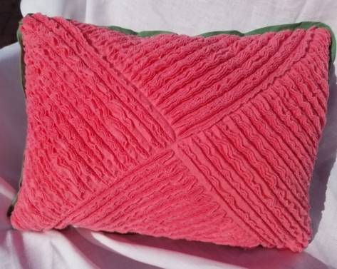 Faux Chenille Pillow Back in Salmon Colored Flannel Faux Chenille Pillow Back in Salmon Colored Flannel