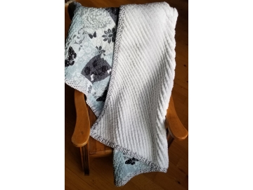 Butterflies & Floral in Teal, Grey, & Black Baby Quilt