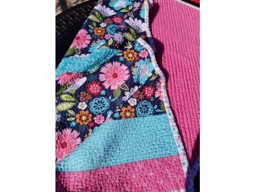 Bright Floral Print in Raspberry, Navy blue, and Teal Baby/Toddler Quilt