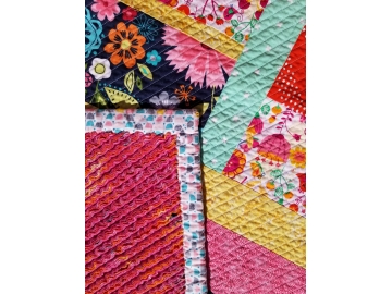 Bright Floral Print in Raspberry, Yellow, and Navy Blue Baby/Toddler Quilt