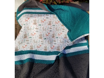 Woodland Forest Friends Baby Quilt in Teal and Grey Baby/Toddler Quilt