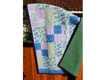 Hippos Baby Quilt in Light Greens, Blues, and Pinks