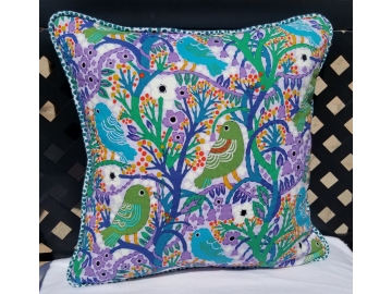 Throw Pillow (17 X 17) with Accent Stitching, Piping Trim, and Linen Back