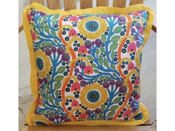 Throw Pillow (18 X 18) with Accent Stitching, Flange Trim, and Quilted Linen Back