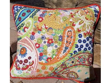 Throw Pillow (18 X 16) with Accent Stitching, Piping Trim, and Linen Back