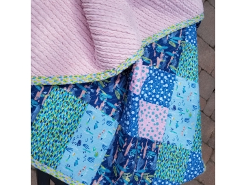 Hippos Baby Quilt in Blues, Pink, and Green